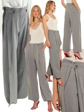 🆕 RAT & BOA 🧿 NWT Simona Pleated Trouser, Adjustable Drawstring, Grey - Sz XXS